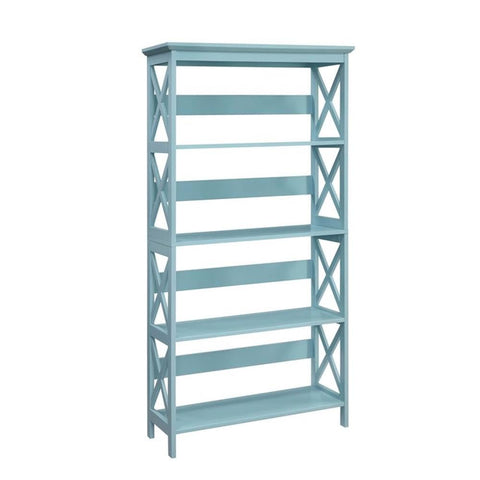Convenience Concepts Oxford Bookcase 31.5" - 5-Tier Farmhouse Bookcase for Living Room, Modern Family Room Media & Display Storage Organizer for Home Office Library, Tall Shelving Unit, Sea Foam Blue