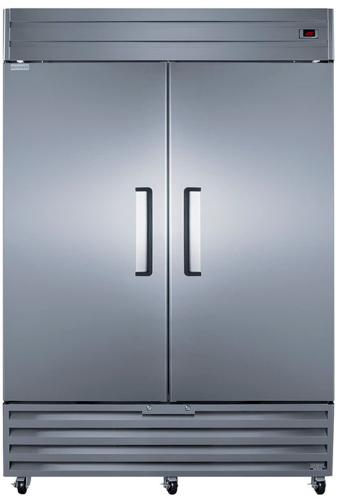 Reach in 2 door 49 cf freezer in stainless steel