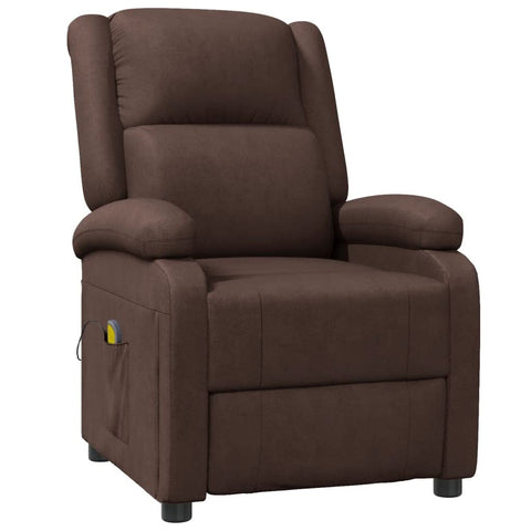 vidaXL Massage Chair Brown Faux Leather Standard Adjustable Headrests
