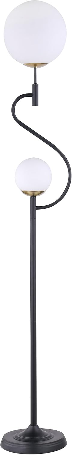 Coaster Home Furnishings - Dacki - Metal Floor Lamp with Dual Spherical Glass Globe Shades and S-Curve Stand - Living Room - 69-Inch - Black - 920243