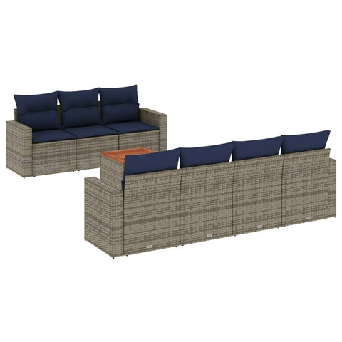 vidaXL Patio Sofa Set with Cushions 8 Piece, Outdoor Conversation Set, Patio Furniture Set for Balcony Garden, Modern Style, Gray Poly Rattan
