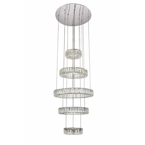 Elegant Decor Indoor Modern Monroe Integrated LED chip Light Chrome Chandelier Clear Royal Cut Crystal - 25.6x25.6x39