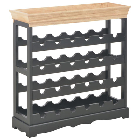 vidaXL Black-Brown MDF Wine Cabinet with Shelf Storage, Scandinavian Farmhouse Style, Suitable for Living Room and Dining Room, Holds 24 Bottles, Safety Wall Attachment Included