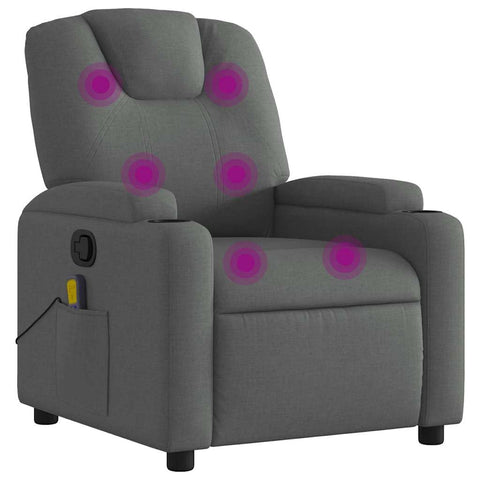 vidaXL Massage Recliner Chair, Reclining Armchair for Elderly, Wingback Push Chair for Home Theater Cinema, Modern Style, Dark Gray Fabric