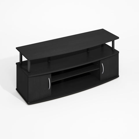 Furinno Jaya TV Stand, Entertainment Center, TV Console, for TV up to 55 Inch, with 2 Doors and Cable Management Holes, for Living Room, Bedroom, Darkwood