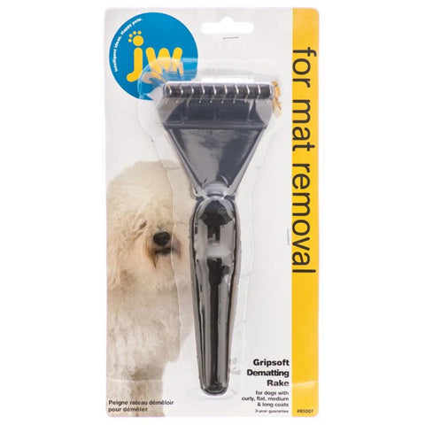 JW Pet Company GripSoft Dematting Rake Dog Brush