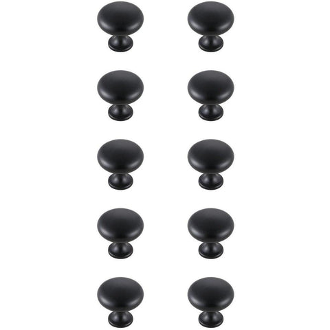 Elegant Lighting Indoor Modern Home Decorative Cabinet/Drawer Hardware Cadon 1.2" Diameter Matte Black Mushroom Knob Multipack (Set of 10)