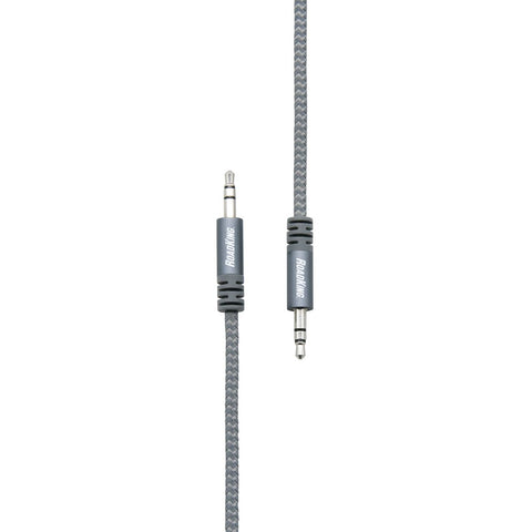 RoadKing 3.5mm AUX Auxiliary Audio Cable, 6' Reflective Braided Heavy-Duty Cord, Silver