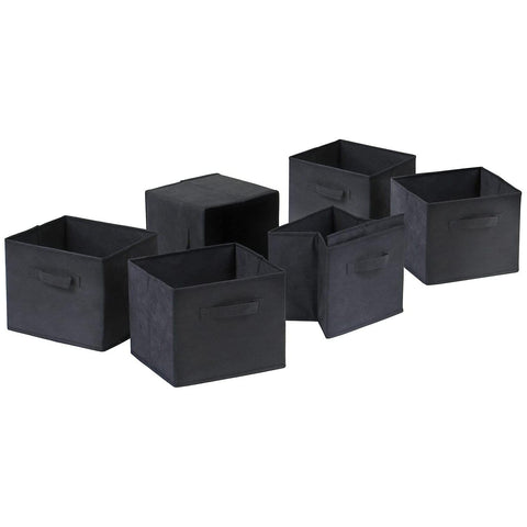 Winsome Wood Capri Foldable Fabric Baskets Set of 6/Black