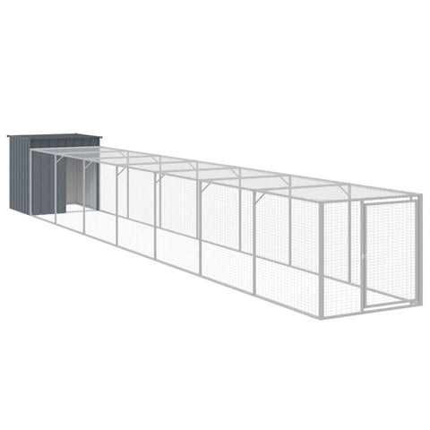 vidaXL Chicken Cage, Chicken Coop with Run, Chicken Shed with Lockable Door and Latch, Hen House for Yard, Anthracite Galvanised Steel