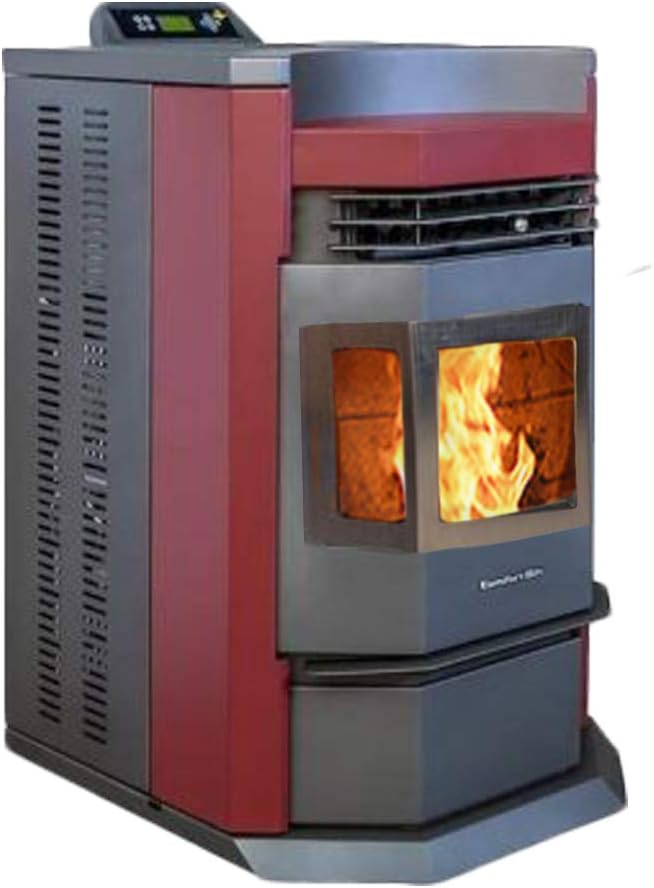 HP22-N Pellet Stove Burgundy 8- lbs. Hopper Capacity EPA Approves with Smart Controller Function