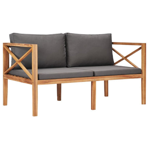 vidaXL Teak Hard Wood Patio Bench with Gray Cushions â€“ Outdoor Seating Furniture for Landscape, Terrace or Gardens â€“ Easy to Assemble â€“ 48" x 25.6" x 23.6"