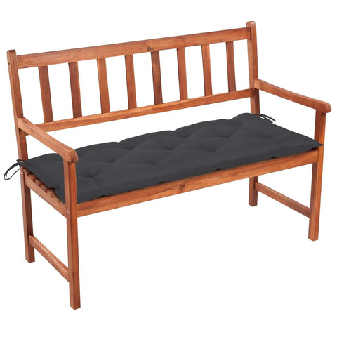 vidaXL Classic Patio Bench with Cushion: Solid Acacia Wood Construction, Easy Assembly, Suitable for Outdoor Use, Comfortable Seating with Backrest and Armrests, Includes Secure Cushion - Anthracite