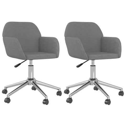 vidaXL Dining Chair 2 Pcs, 360 Degrees Swivel Accent Chair with Arms for Living Room, Desk Chair for Home Office, Modern Style, Light Gray Fabric
