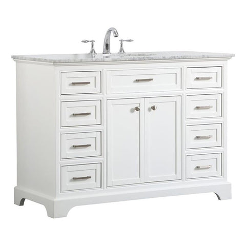 Elegant Decor Americana 48" Wood Single Bathroom Vanity in White