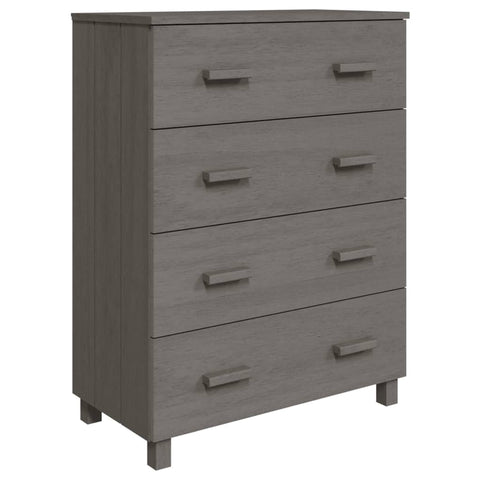 vidaXL Solid Pinewood Sideboard HAMAR - Light Gray, with 4 Drawers, Ideal for Home or Office Decor, Ample Storage, Durable and Long-Lasting