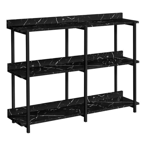 Accent Table, Console, Entryway, Narrow, Sofa, Living Room, Bedroom, Black Marble Look Laminate, Black Metal, Contemporary, Modern