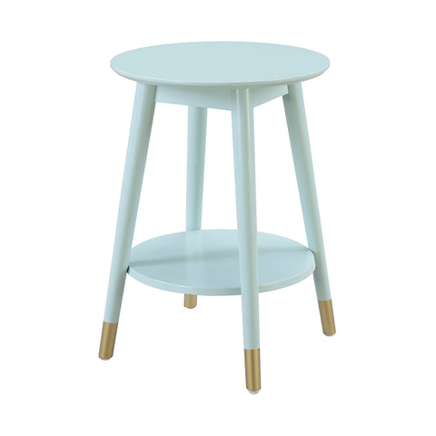 Convenience Concepts Wilson Mid Century Round End Table with Bottom Shelf, Sea Foam