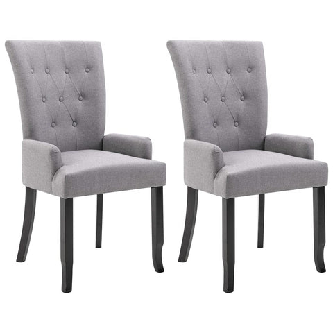 vidaXL Modern Light Gray Fabric Dining Chairs with Armrests and Solid Oak Wood Frame - Ergonomic Design, Comfortable Upholstery, Easy Assembly, Set of 2