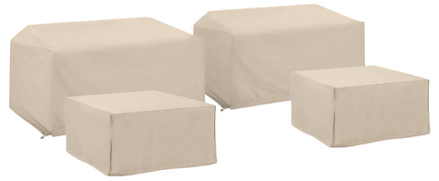 4Pc Outdoor Sectional Furniture Cover Set Tan - 2 Loveseat & 2 Square Table/Ottoman