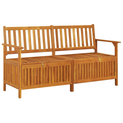 vidaXL Indoor and Outdoor Storage Bench â€“ Solid Acacia Wood, Stable Seating, Ample Storage, Ideal for Patio, Weather, Comes with Cushion