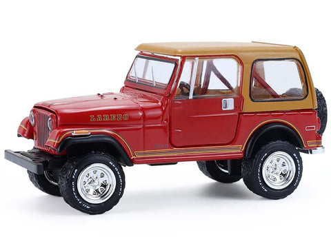 1980 CJ 7 Laredo Red with Tan Top All Terrain Series 17 1/64 Diecast Model Car by Greenlight 35310E