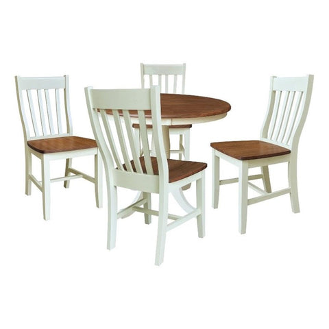 IC INTERNATIONAL CONCEPTS 36" Solid Wood Round Pedestal Dining Table with 4 Dining Chairs - Multi-Color