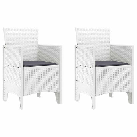 vidaXL Garden Chair 2 pcs White 20.87 x 19.29 x 33.46 in Polypropylene, Garden & Terrace, Stylish Armchair, Rectangle Outdoor Seat, Tough Patio Chair, Comfy Lounge for Chillin