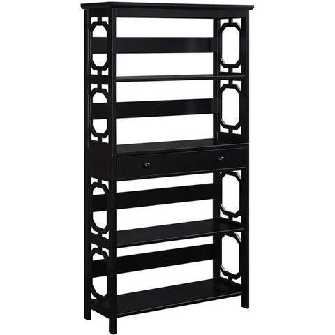 Convenience Concepts 203071BL 5-Tier Bookcase with Drawer, Black