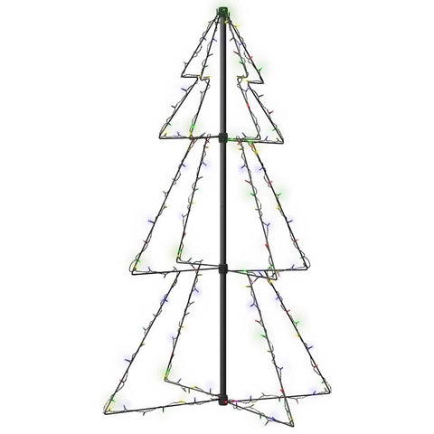 vidaXL Indoor and Outdoor Christmas Cone Tree - 160 LED Lights - 3x4 feet - Multicolor Lighting Effects - Easy Assembly and Mounting