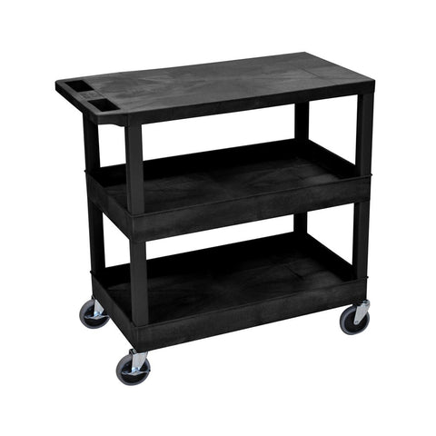 LUXOR EC211-B 32" x 18" Cart - Two Tub/One Flat Shelves