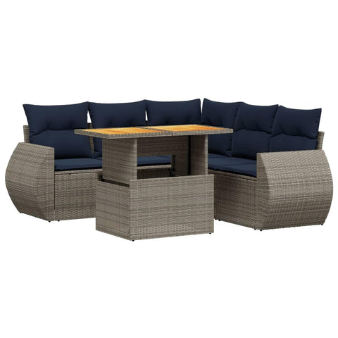 vidaXL Patio Sofa Set with Cushions 6 Piece, Outdoor Sectional Sofa Couch, Patio Conversation Set for Garden Backyard, Gray Poly Rattan
