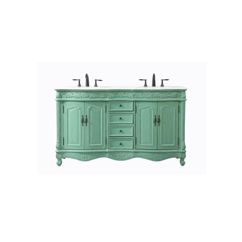 Elegant Kitchen and Bath Windsor Double Solid Wood Bathroom Vanity in Green