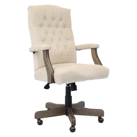 Oakestry Executive Chair Champagne Upholstery Modern Office Seating High Back Ergonomic Desk Chair Adjustable Height Swivel Task Chair Padded Seat and Backrest Contemporary Faux Leather Armchair