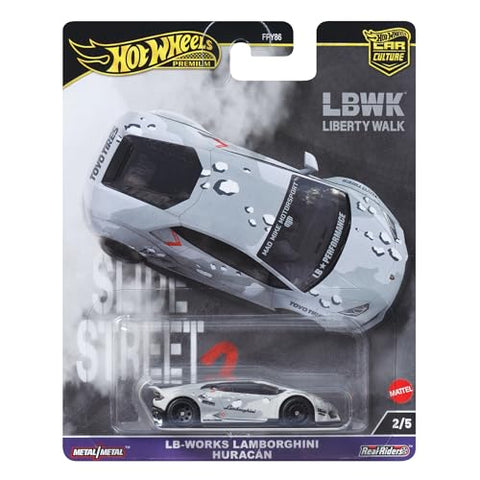 Hot Wheels Premium Car Culture Collectible Toy Car, 1:64 Scale Die-Cast LB-Works Lamborghini Huracan Coupe, Slide Street Vehicle with Real Riders Tires