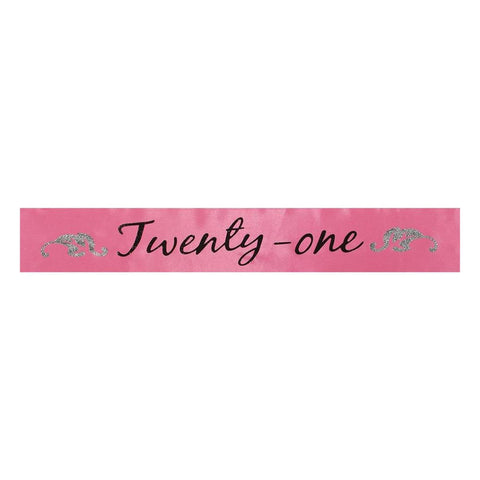elope 21st Birthday Sash for Women, Hot Pink with Glitter
