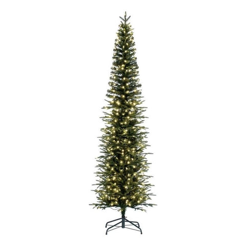 Vickerman 6.5' x 28" Bixley Pencil Fir Artificial Christmas Tree - Pre-Lit Pencil Tree with Warm White Dura-Lit LED Lights - 1639 PE Tips - Skinny Christmas Tree