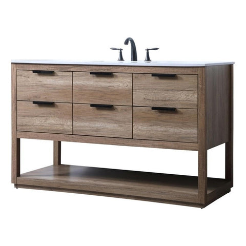 Elegant Kitchen and Bath Larkin 54" Solid Wood Single Bathroom Vanity in Oak