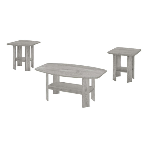 Monarch Specialties I 7870P Table Set, 3pcs Set, Coffee, End, Side, Accent, Living Room, Laminate, Grey, Transitional