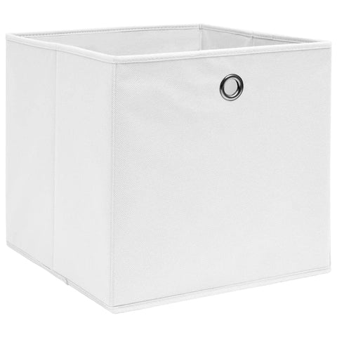 vidaXL Non-Woven Fabric Storage Boxes, Set of 10- Contemporary Style Folding Closet Organizers - Ideal for Wardrobe, Shelves - White