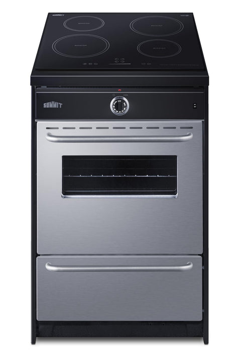 Summit 24" Induction Range, 2.92 cu. ft. Oven, 4 Elements, ADA Compliant Design, Black & Stainless Steel- TEM665BW