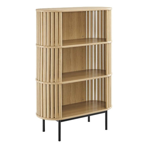 Modway Fortitude Three Tier Display Cabinet/Bookshelf with Open Storage in Oak