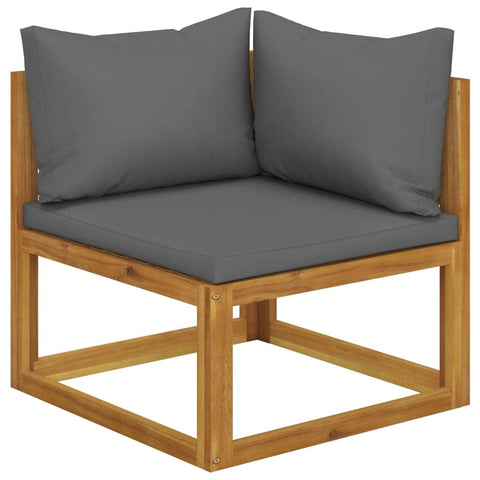 vidaXL Sectional Corner Sofa with Dark Gray Cushions - Solid Acacia Wood Outdoor Seating - Easy to Assemble - Customizable Garden Lounge Setting