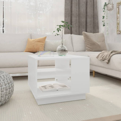 Oakestry Coffee Table White Engineered Wood Coffee Table Square Modern Premium Storage Cabinet Modern Luxury Storage Solution Elegant Dining Interior Furniture Space Saving Organizer