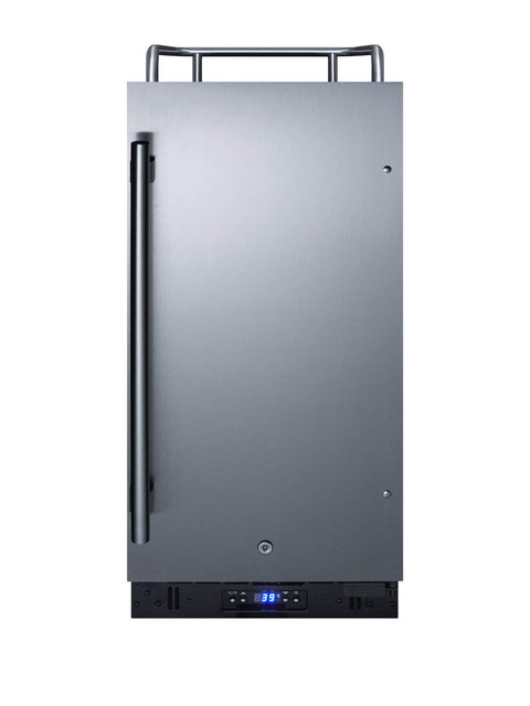Summit Appliance SBC15NK Built-in 15" Wide Commercially Listed Kegerator with Auto Defrost, Digital Thermostat, Stainless Steel Door, Pro Style Handle, Front Lock, Black Cabinet and Sealed Back