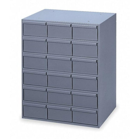 Durham 006-95 Gray Cold Rolled Steel Vertical Storage Cabinet, 17-1/4" Width x 21-1/4" Height x 11-5/8" Depth, 18 Drawer