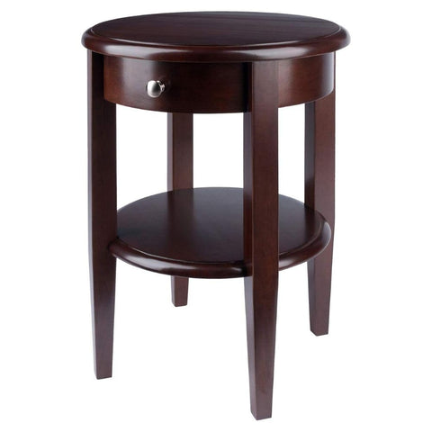 Oakestry Concord End Table Walnut Features Elegant Design for Living Rooms Bedrooms or Small Spaces Solid Wood Construction with Sturdy Frame and Legs Convenient Storage with Open Shelf or Drawer