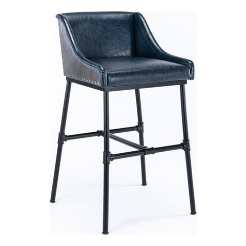 Burnham Home Parlor Upholstered Bar Stool, Navy Blue