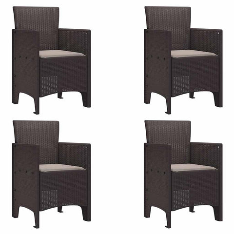 vidaXL Garden Chair 4 pcs Brown 20.87 x 19.29 x 33.46 in Polypropylene, Garden & Terrace, Stylish Armchair, Rectangle Outdoor Seat, Tough Patio Chair, Comfy Lounge for Chillin
