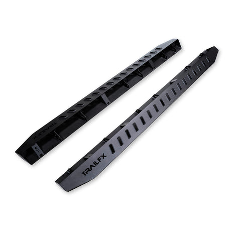 TrailFX Overland Running Boards Fits Fits 2024-2025 Toyota Tacoma Double Cab Powder Coated Matte Black Steel Tube Style Bolt-On Frame Mount Dual Step Areas Set of 2 Nerf Bars TrailFX ORB011